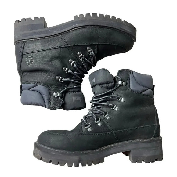 Timberland Courmayeur Valley Waterproof Leather Fabric Hiker Black Nubuck Sz 8.5 - Picture 3 of 11